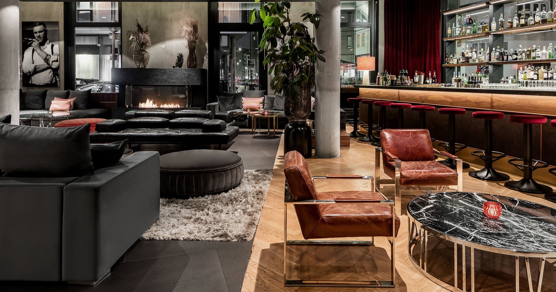 Hotel AMANO Berlin Mitte lobby bar, official AMANO Group photography